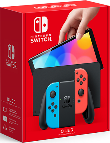 Nintendo Switch (OLED Model) with Neon Blue (L) & Neon Red (R) Joy-Cons